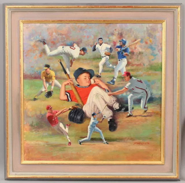 CLEMENT MICARELLI American Illustration Oil Painting Young Boy BASEBALL DREAMS