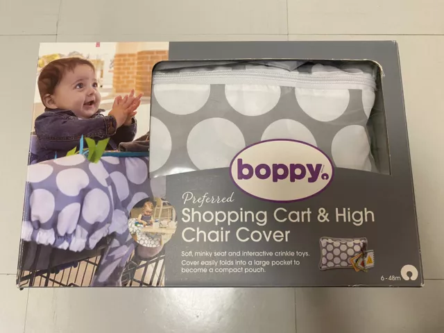 Boppy Shopping Cart Restaurant High Chair Cover Gray Polka Dot Boy Girl Infant