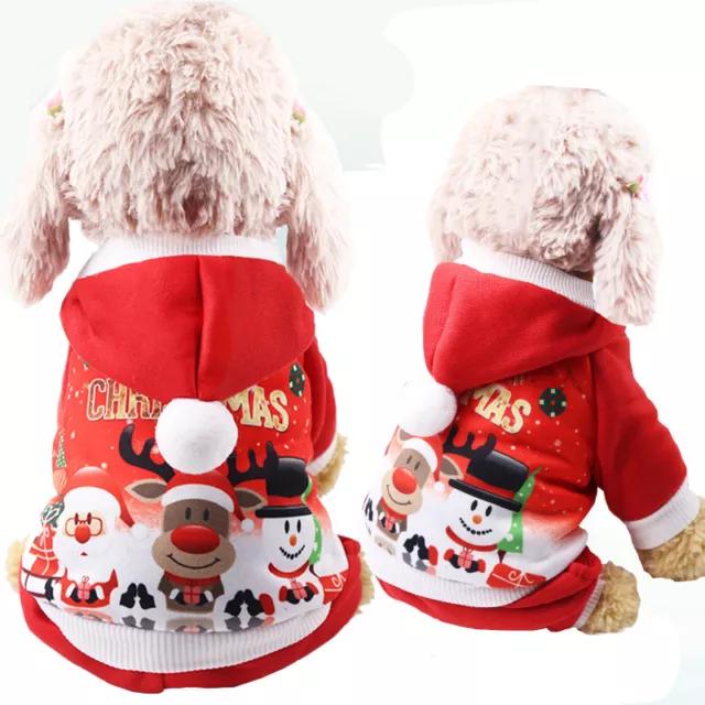 Haustier Hund Weihnachten Hundebekleidung Kapuzenpullover Kostüm Mantel Jacke