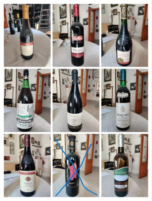 9 nove Bottiglie Vino Da Collezione
