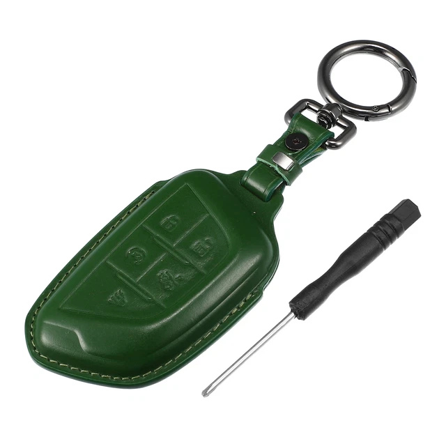 Imitación Cuero 5 Botones Coche Remoto Carcasa Estuche para Cadillac CT5 Verde