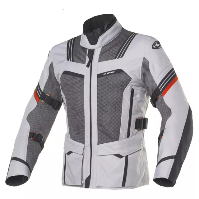 Giacca moto da uomo traforata Clover Ventouring-3 Airbag wp nero/grigio