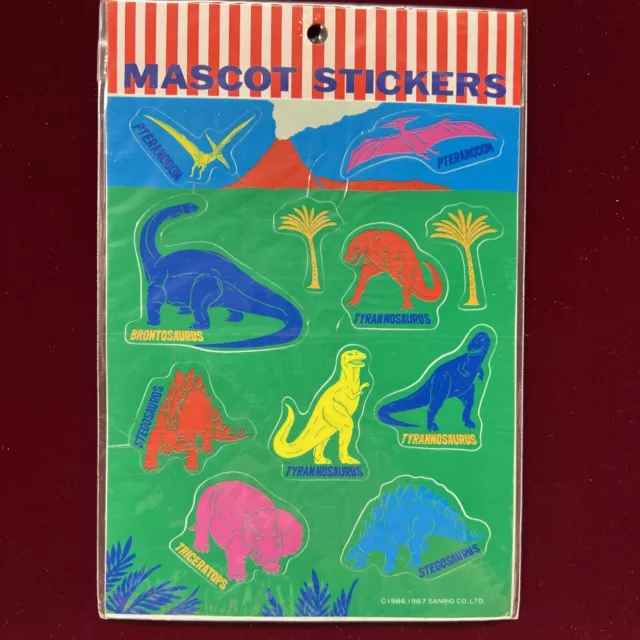 Vintage Sanrio dinosaur Mascot Stickers 1987 RARE