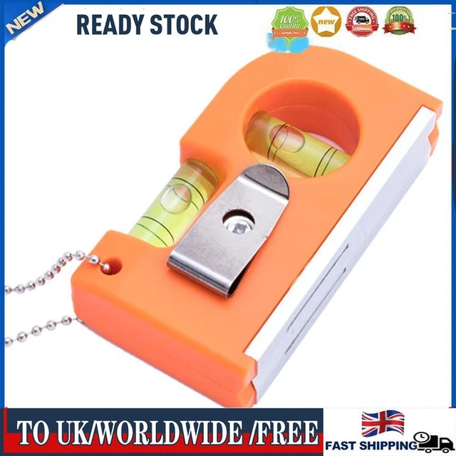 2 in 1 Mini Level Tool 2 Bubble Spirit Leveler Metal Chain Hook (Orange)