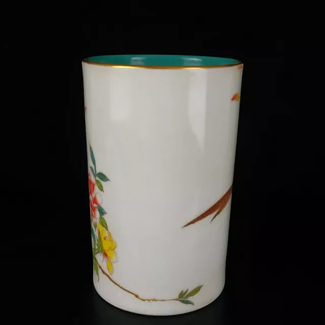 Chinese Enamel Porcelain Gilded Hand-Painted Flowers&Birds Brush Pot 14912 3