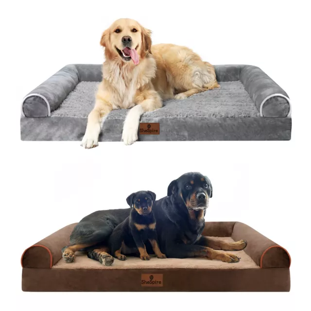 SheSpire Dog Bed Orthopedic Memory Foam Waterproof Sofa Removable Bolster Cover