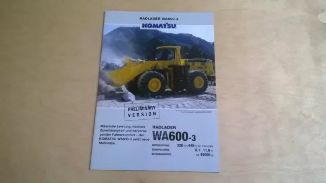Baumaschinen-Prospekt " KOMATSU RADLADER WA600-3 " / aus Sammlung / TOP-Zustand