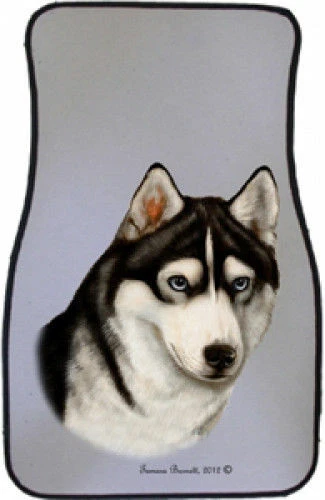 Black and White Siberian Husky Car Floor Mats Pair (TB) 36038