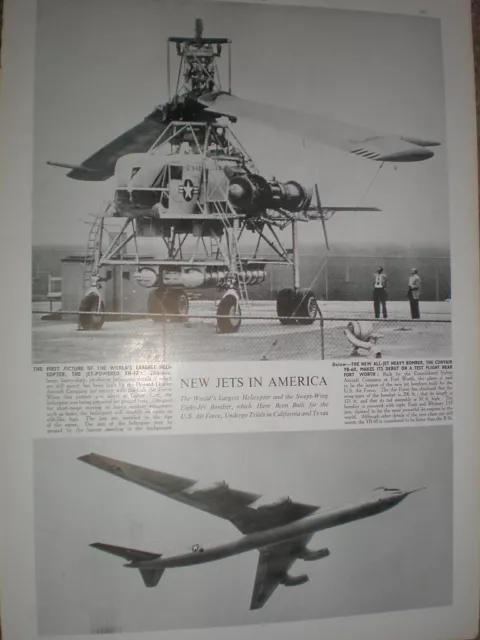 Fotoartikel Neu USAF Hubschrauber XH-17 und Convair YB-60 Jet 1952 refO50s