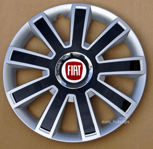 Finiture ruote argento/nero 16", Coprimozzo, Copri per adattarsi a Fiat Punto, Doblo MK3,Scudo