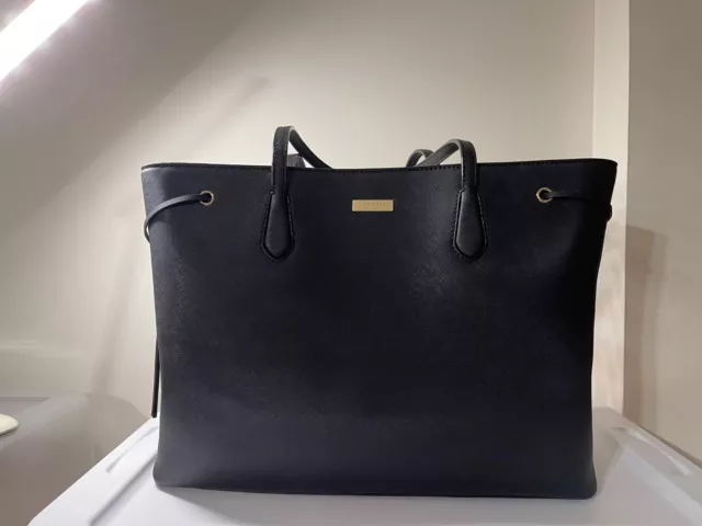 KATE SPADE NY Black Ari Laurel Way Saffiano Leather Shoulder Tote Bag #WKRU3931