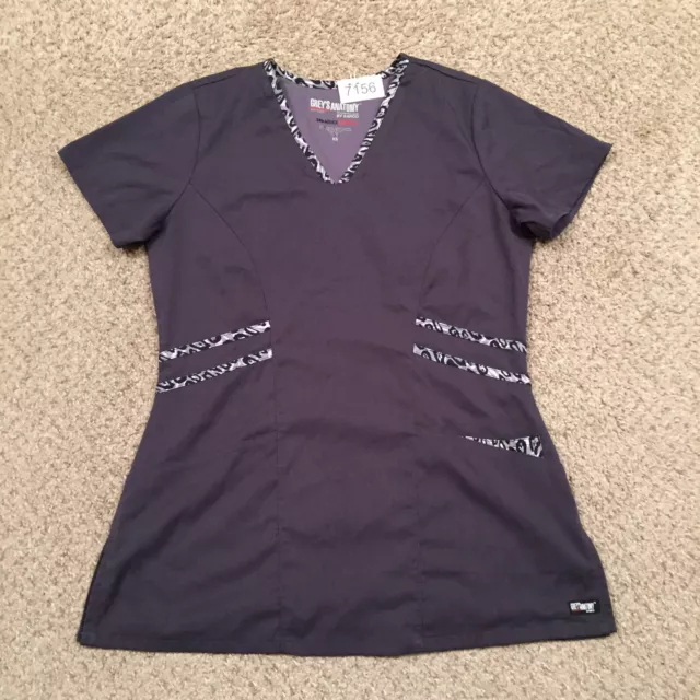 Grey's Anatomy Scrub Top Womens XS Gray SPX V Neck Short Sleeve