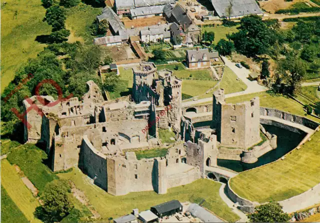 Picture Postcard; Raglan Castle, Monmouthshire, Air View from South-West