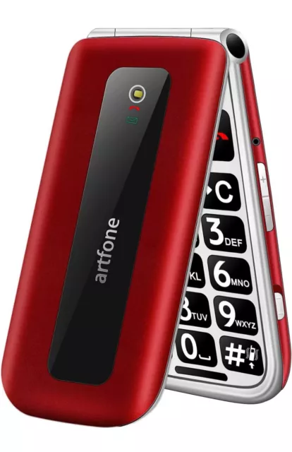 Artfone Telefono Cellulare Flip, Con Tasti Grandi, Disponibile Rosso E Blu