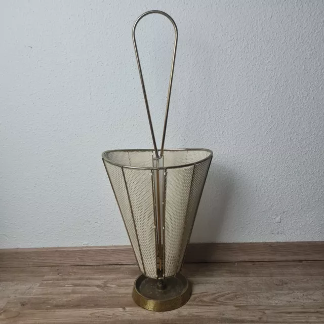 Vintage Schirmständer Creme gold 50er Jahre midcentury weiß Messing