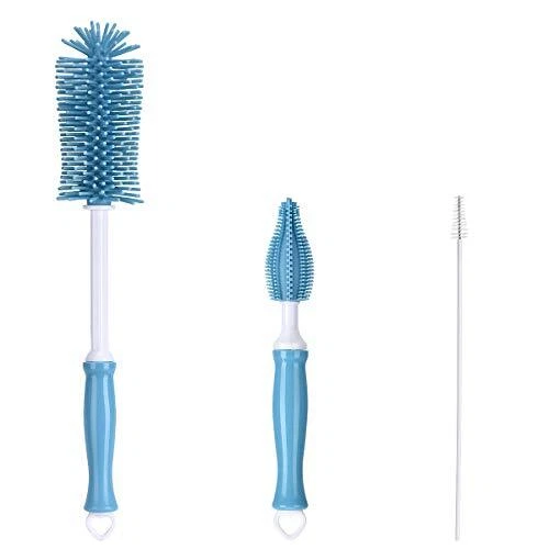 Swiftrans Straight Handle Silicone Bottle Cleaning Brush Hangable Portable Cu...