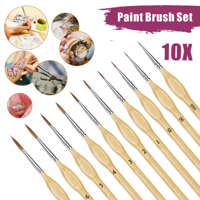 Premium Fine Detail Artist Paint Brushes Set of 10 for Acrylic Water colour