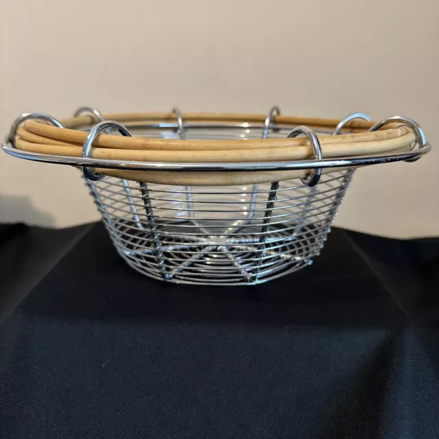 Fruit Basket, Wired With Bamboo Accent