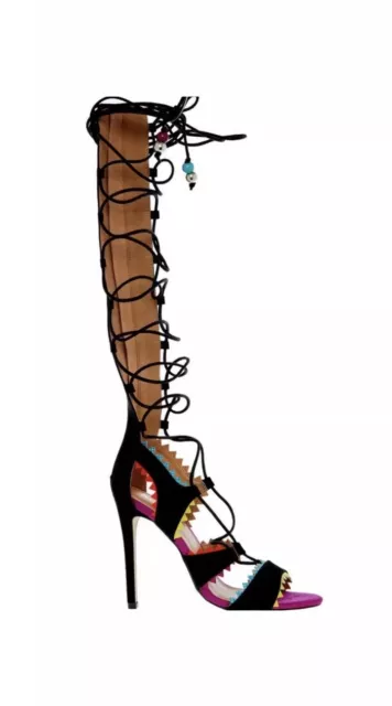 Scarpe sandali al ginocchio Miss KG Kurt Geiger neri con cinturini taglia 5