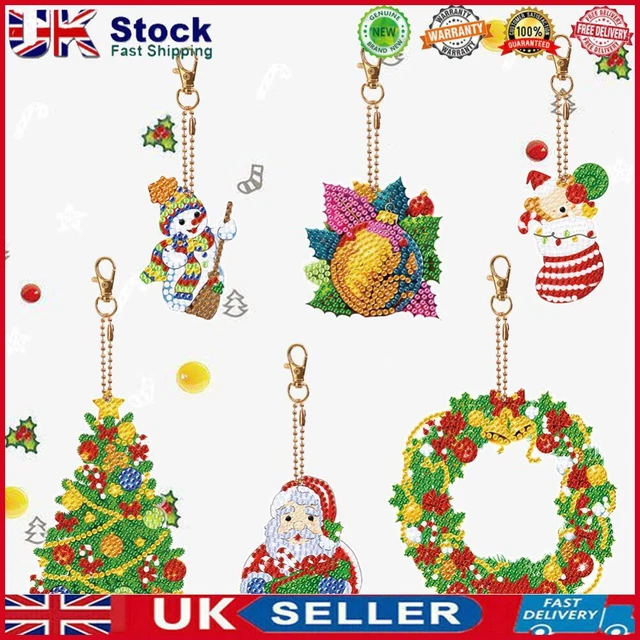 Double Sided Diamond Painting Keychains Special Shape 6PCS (Xmas Ornament)