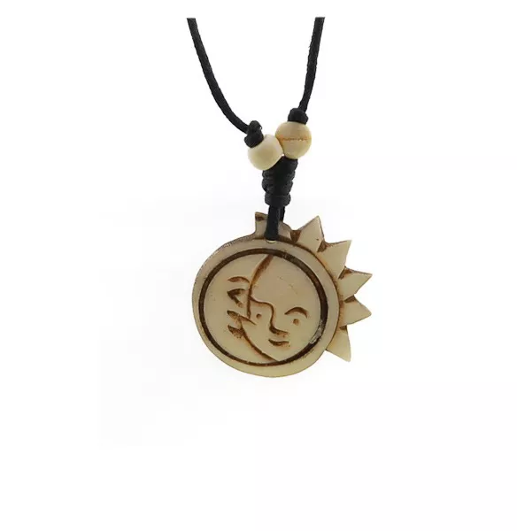 Collier pendentif lune surya soleil Artisanat fait main Nepal   A54B