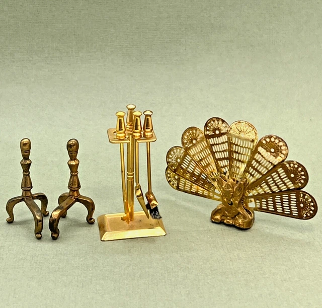Vintage Dollhouse Miniature Fireplace Fireside Accessories 1:12