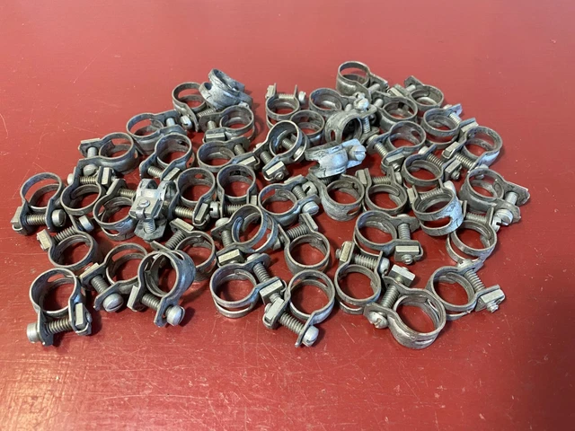 30 's 40 's 50 's VINTAGE DOUBLE WIRE 7/16" HOSE SIZE BAND CLAMP LOT (45) NOS