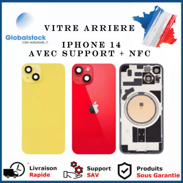 Vitre Arriere Pour Iphone 14 Assemble Complet Avec Support + Nfc + Induction