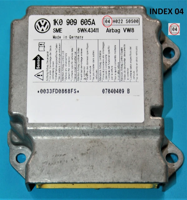 VW GOLF MK5 Airbag Crash Control Sensor Module 1K0909605A Index 04 £9.