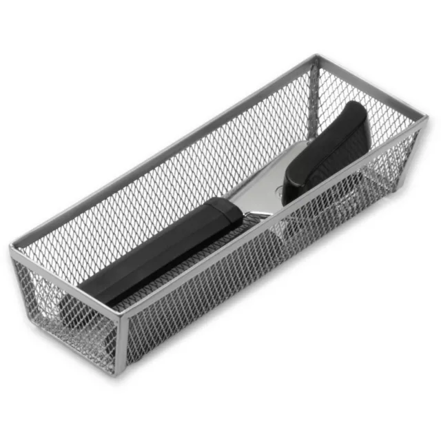 Honey-Can-Do KCH-02159 Steel Mesh Drawer Organizer, Silver, 9L x 3W