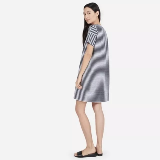 Everlane Striped Blue White Shift Short Sleeve T-Shirt Dress- Size Small