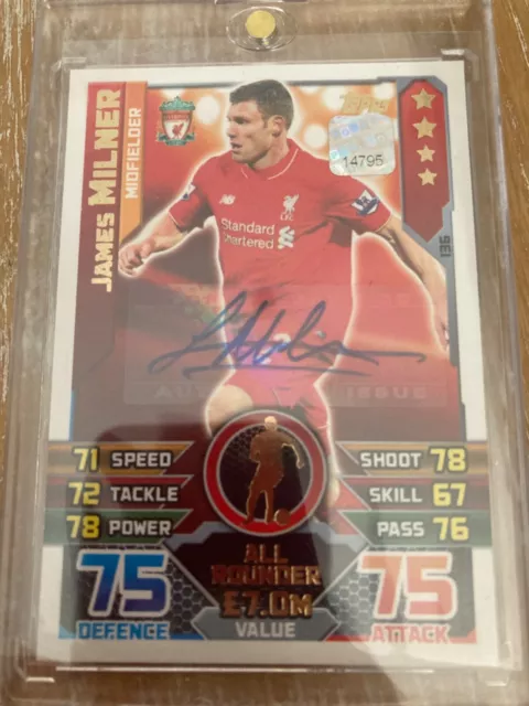 Match Attax 2016 James Milner Signed Auto card - Liverpool - SUPER RARE