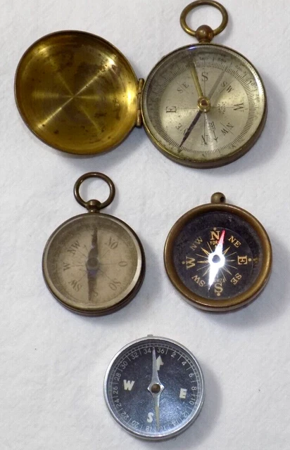 5 Vintage Compass Lot York Hamza-Made In France Brass