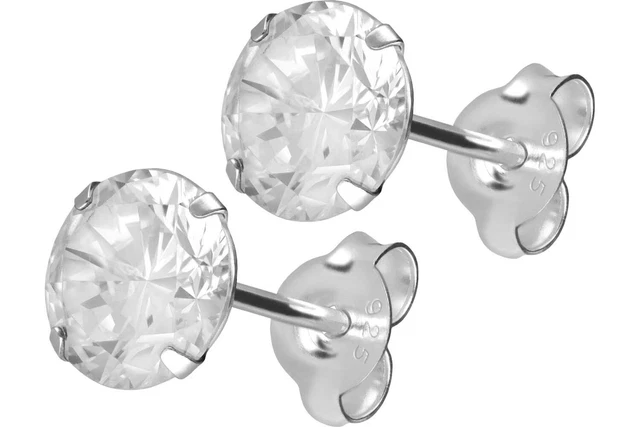 1 Paar 925er Silber Ohrstecker rund Kristall Ohrring Damen Ohrschmuck