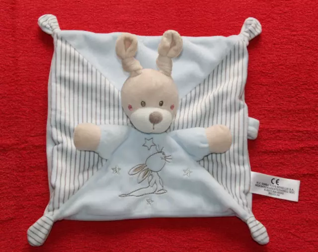Simba Toys Doudou Lapin Plat Bleu Etoile Argent Attache Tetine Tbe