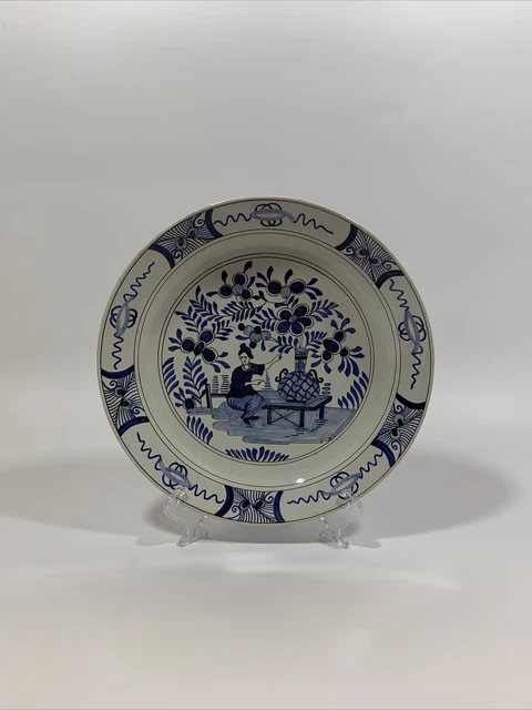 Antique Late 18th early 19th Century Dutch Delft Chinoiserie Style Plate 24cm