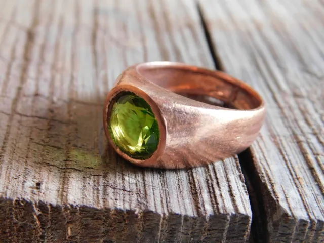 Solid Pure Copper peridot Mens ring Arthritis rings for copper jewelry,