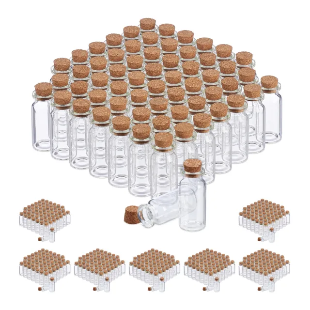 480 x Glasfläschchen, Mini Fläschchen, Mini Flaschen, Deko Fläschchen mit Korken