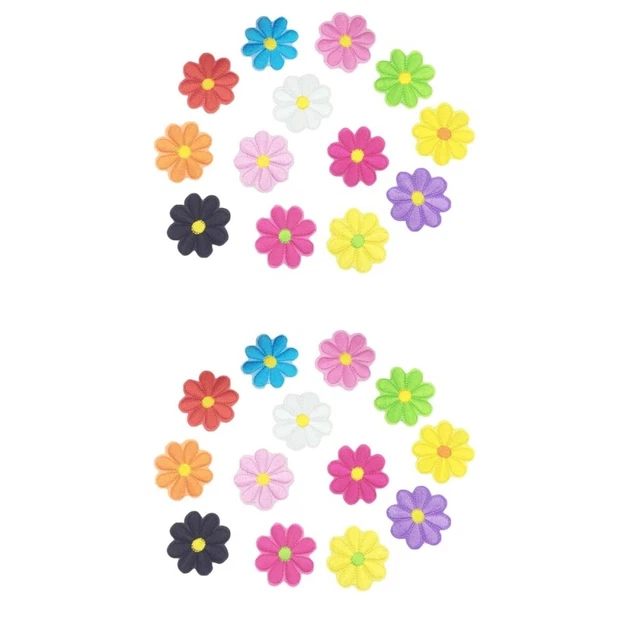 52 stücke kinder patches stickerei applique patches zwei farben sonnenblumen
