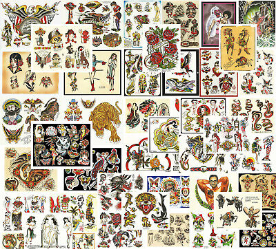 Colección Flash de Tatuajes Tradicional, Vintage, Estilo de la Vieja Escuela, 47 Hojas 11x14
