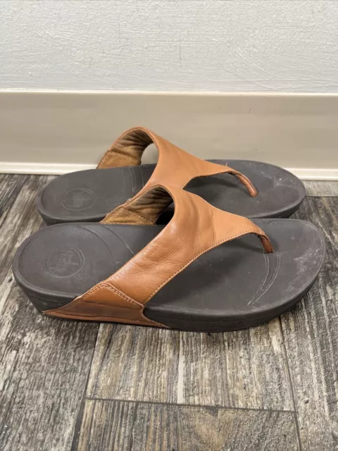 FitFlop Lulu Brown Caramel Flip Flop Sandals Thong Slip On Women's Size 8 US