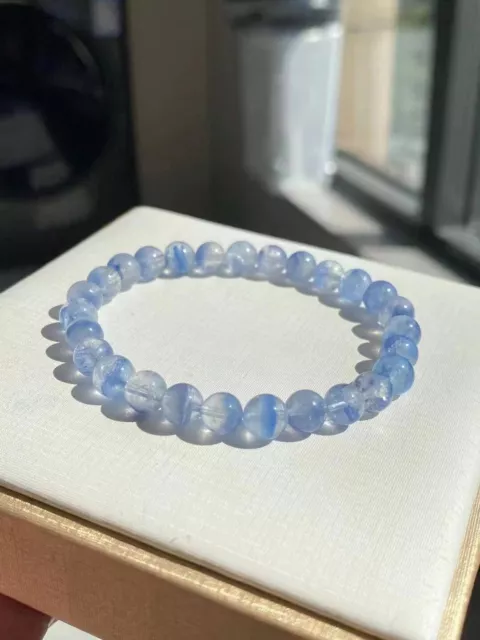 Genuine Natural Blue Hair Dumortierite Quartz Rutilated Bead Bracelet 7mm AAAAAA