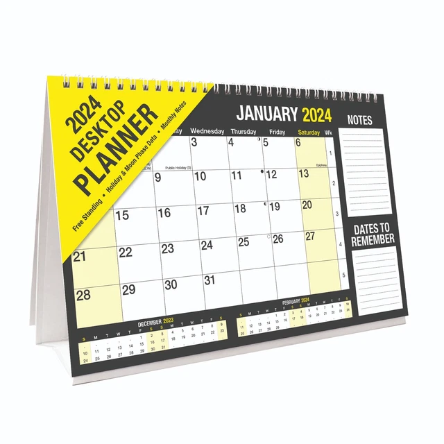 2024 MONTH TO View Flip Over Desk Top Wall Calendar Planner Home Office ...