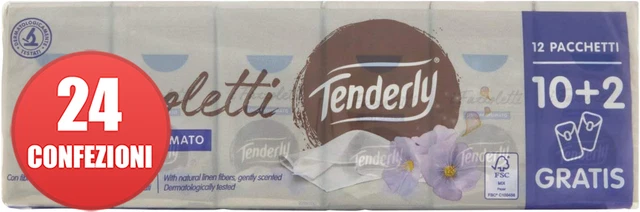 Tenderly Fazzoletti Pure Soft Lino, 12 Pacchetti 📦A SCATOLO DA 24 CONFEZIONI📦