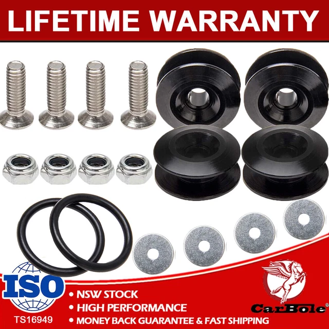 thumbnail image 2 of Aluminum JDM Quick Release Fastener Kit For Bumper, Fender, Trunk - 6061 T6 Billet - Black 2 of 6