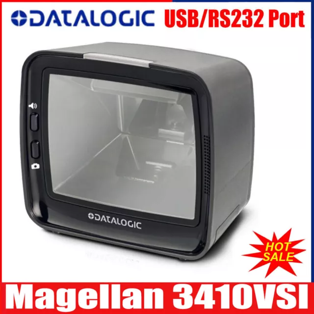 Neu Datalogic Magellan 3410VSI 1D 2D Hochleistungs-Barcodescanner USB/RS232 Kit