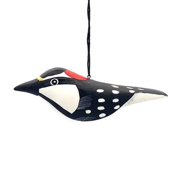 Downy Woodpecker Bird Fair Trade Nicaragua Balsa Wood Handcrafted Ornament