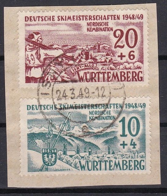 (T 447) Französische Zone, Württemberg, Nr. 38/39, gest.