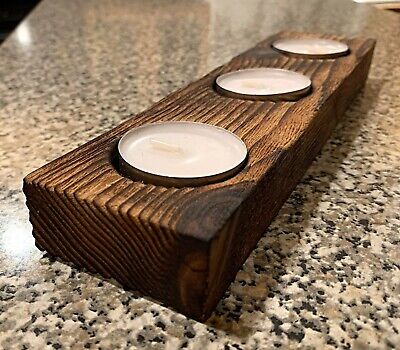 Reclaimed Rustic Tea Light Candle Holder Naturally Stained
