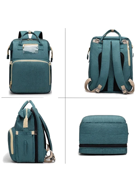 Baby Diaper Bag Backpack Travel Bassinet Foldable Crib Baby Sleep Bed Green